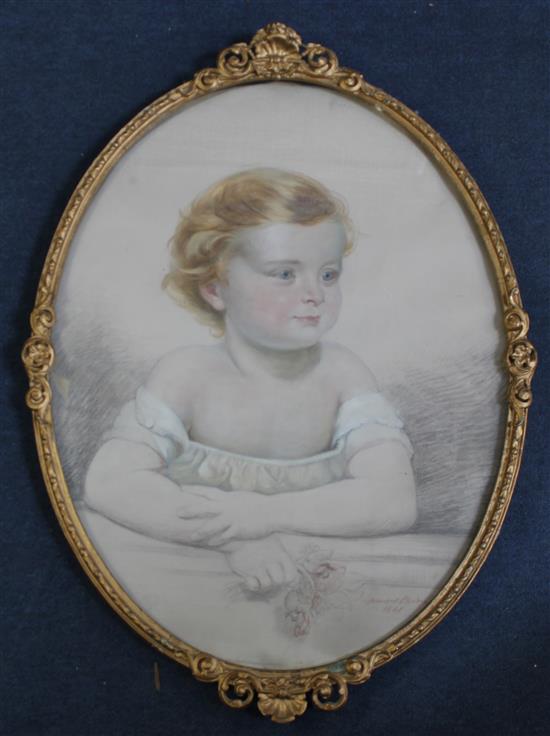 John Lamont Brodie (Exh.1881-1883) Portrait of child, oval, 24 x 18in.